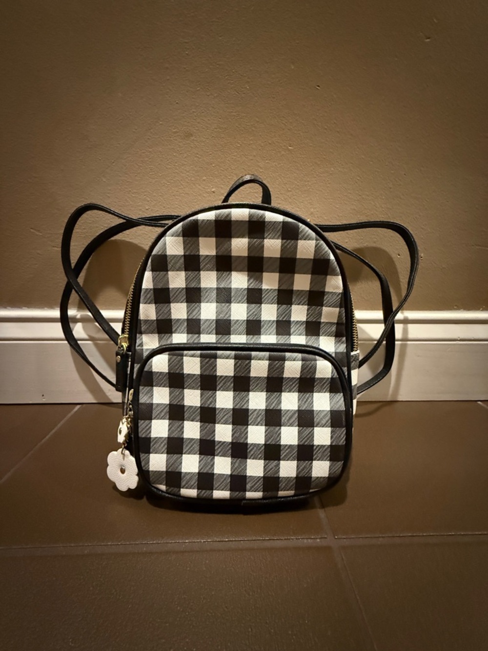 Claire’s Black & White Gingham Mini Backpack
